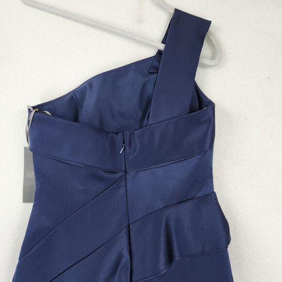 White by Vera Wang Dress Womens 2 Blue Satin One Shoulder Formal Maxi Gown NEW - Picture 9 of 11